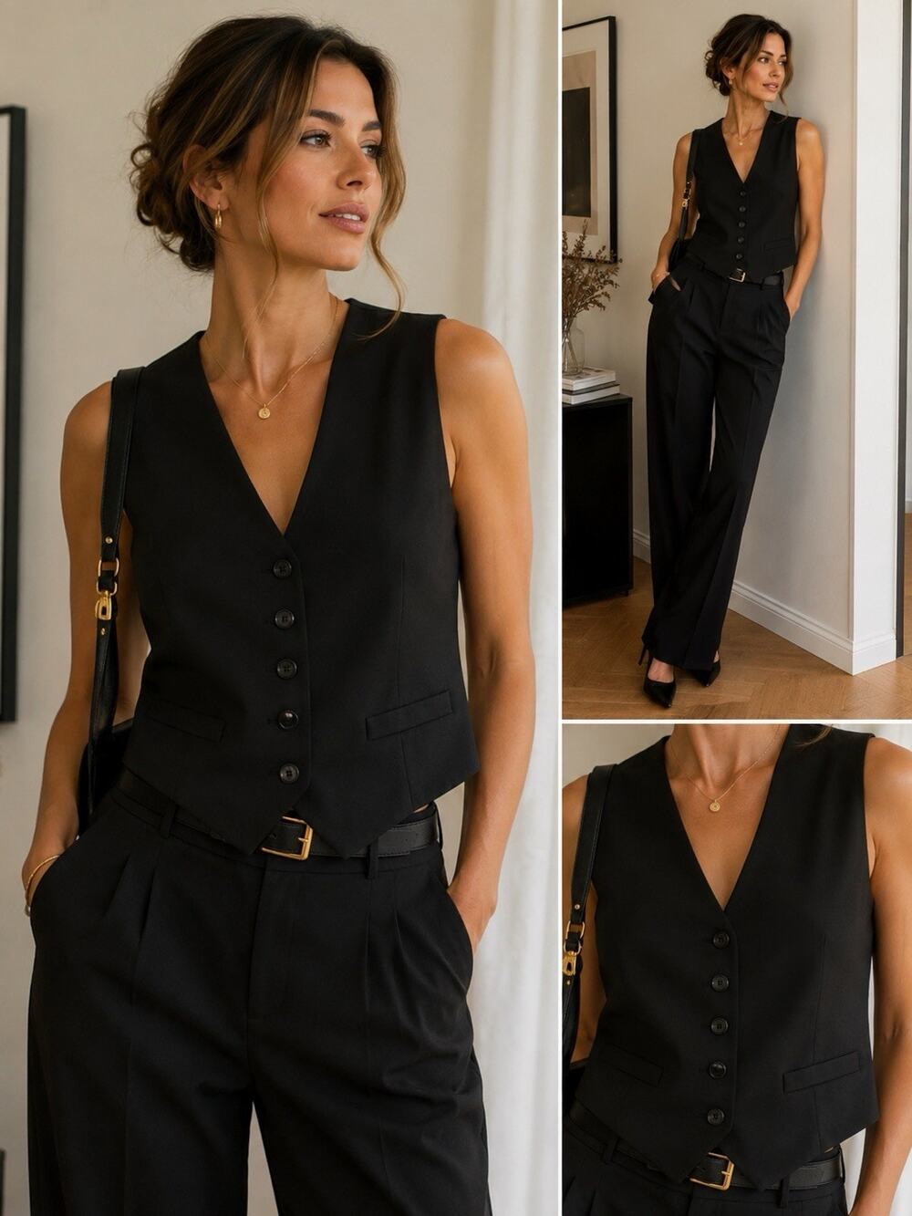 Vintage Roncelli Couture Vest Black Wool Rare Classic Staple Wardrobe Piece 12